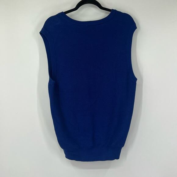 346 Brooks Brothers Supima Cotton Blue Sleeveless Sweater Vest - Picture 4 of 5